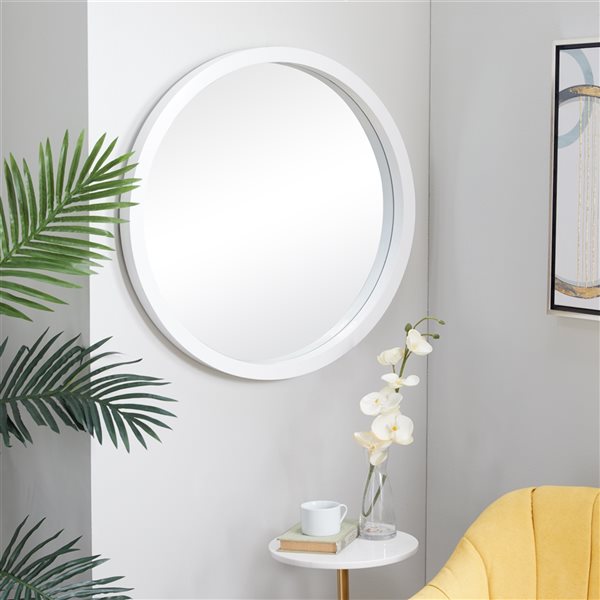 Grayson Lane 30-in x 30-in White Round Wall Mirror