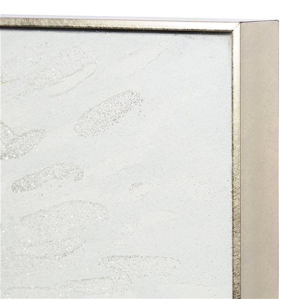 CosmoLiving by Cosmopolitan Silver Wood Framed 39-in H x 39-in W Abstract Canvas Hand-Painted Painting