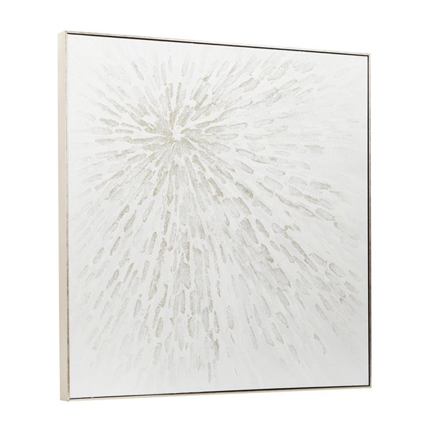CosmoLiving by Cosmopolitan Silver Wood Framed 39-in H x 39-in W Abstract Canvas Hand-Painted Painting