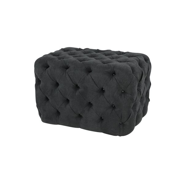 Grayson Lane Vintage Black Tufted Cushioned Rectangle Ottoman
