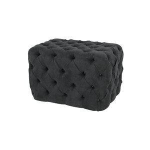 Grayson Lane Vintage Black Tufted Cushioned Rectangle Ottoman