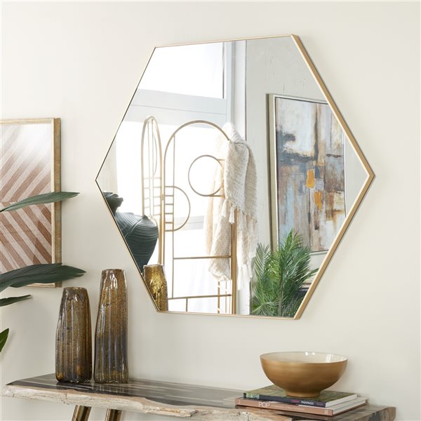 Grayson Lane 35-in x 40-in Irregular Gold Wall Mirror