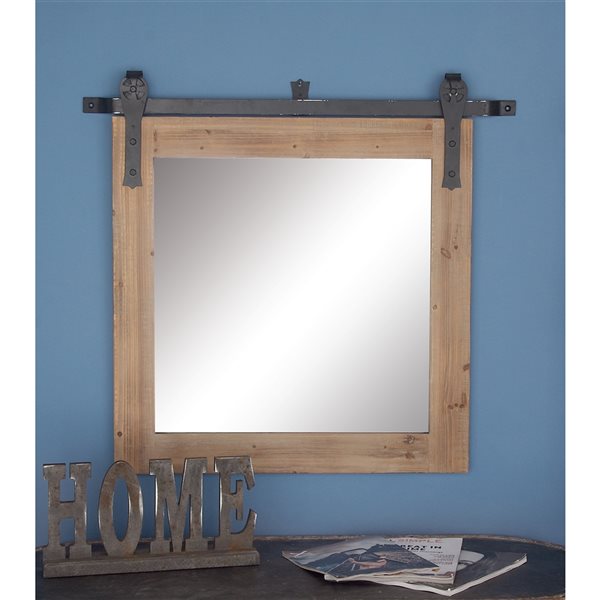 Grayson Lane 31.40-in x 31-in Square Brown Wall Mirror