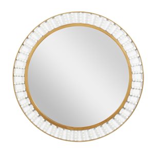 Grayson Lane 32-in x 32-in Round Brown Wall Mirror