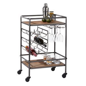 Grayson Lane Black Metal Base with Wood Top Kitchen Cart (30-in x 20-in)