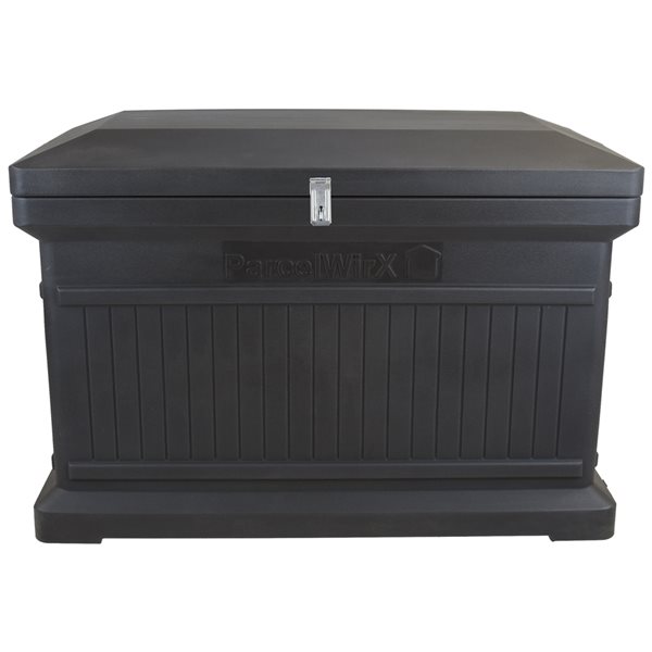 RTS Home Accents ParcelWirx Horizontal Plastic Graphite Lockable Package Delivery Box with Hinged Lid