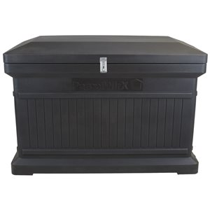 RTS Home Accents ParcelWirx Horizontal Plastic Graphite Lockable Package Delivery Box with Hinged Lid