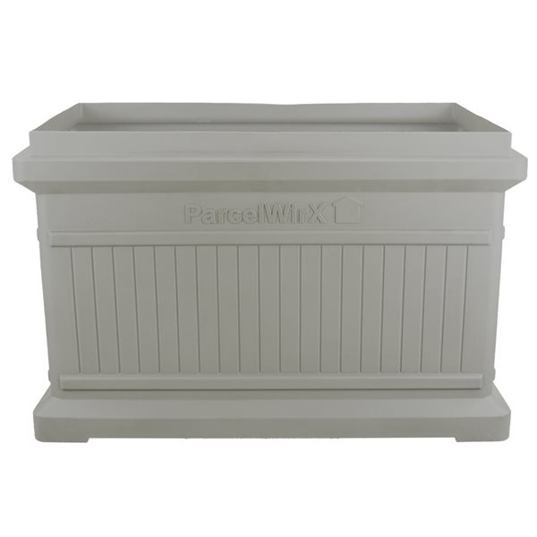 RTS Home Accents ParcelWirx Horizontal Plastic Pewter Package Delivery Box with Lift-Off Lid