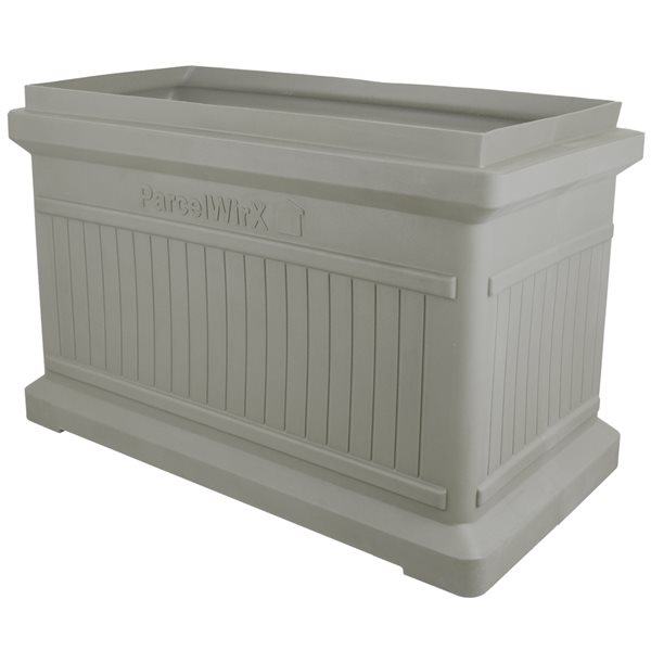 RTS Home Accents ParcelWirx Horizontal Plastic Pewter Package Delivery Box with Lift-Off Lid