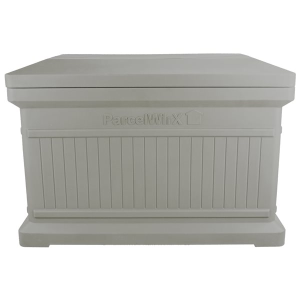 RTS Home Accents ParcelWirx Horizontal Plastic Pewter Package Delivery Box with Lift-Off Lid