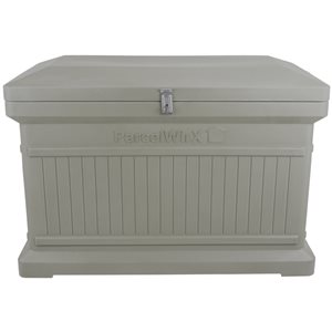 RTS Home Accents ParcelWirx Horizontal Plastic Pewter Lockable Package Delivery Box with Hinged Lid