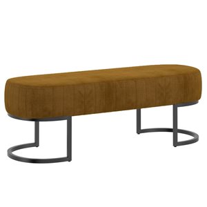 !nspire 18-in x 48-in Modern Mustard Velvet Upholstered Bench with Metal Legs