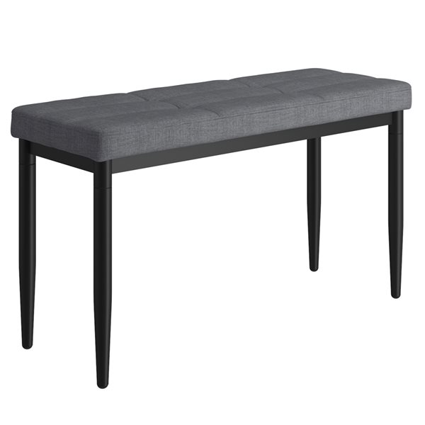 WHI 18-in x 32-in Modern Charcoal Linen Upholstered Bench with Metal Legs