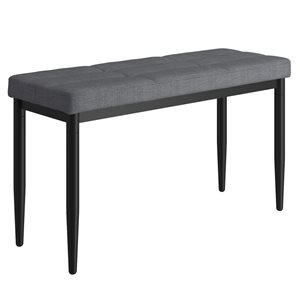 WHI 18-in x 32-in Modern Charcoal Linen Upholstered Bench with Metal Legs