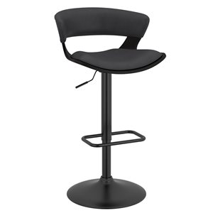 !nspire Charcoal Faux Leather Upholstered Swivel Bar Stool with Adjustable Height