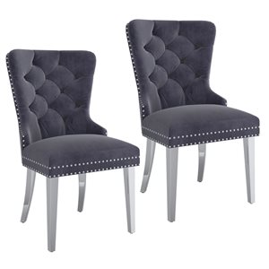 !nspire Modern Grey Velvet Upholstered Side Chairs - Set of 2