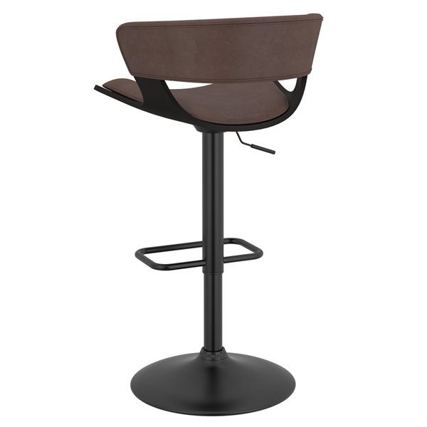 Tabouret de bar rembourré pivotant !nspire en similicuir brun avec hauteur ajustable