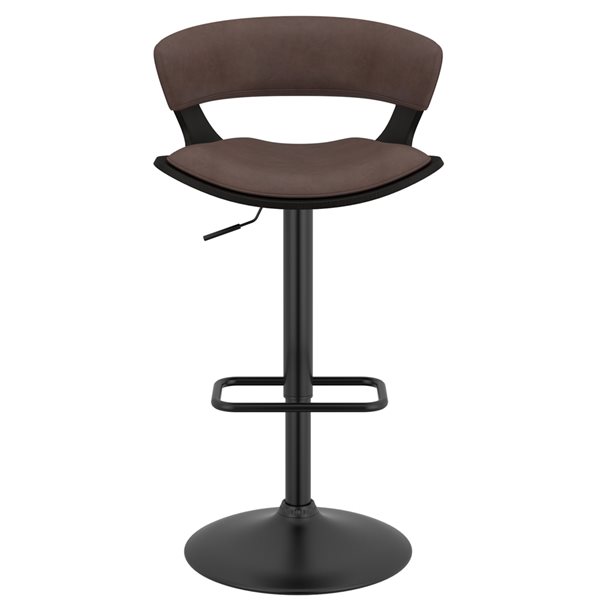 Tabouret de bar rembourré pivotant !nspire en similicuir brun avec hauteur ajustable