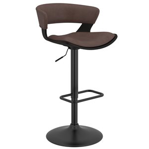 Tabouret de bar rembourré pivotant !nspire en similicuir brun avec hauteur ajustable