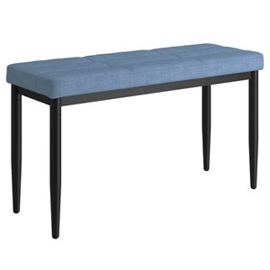 WHI 18-in x 32-in Modern Blue Linen Upholstered Bench with Metal Legs