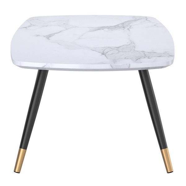 WHI Contemporary White MDF Rectangular Coffee Table with Black and Gold Legs