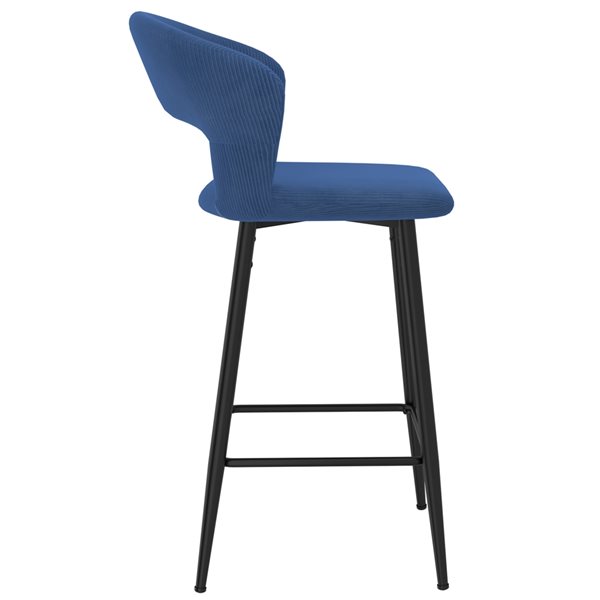 !nspire 26-in Blue Modern Upholstered Counter Stools with Footrest - Set of 3