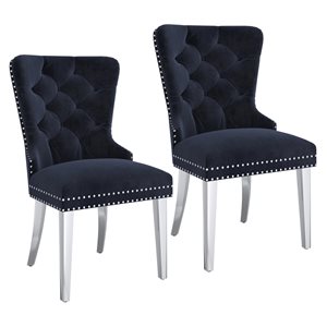 !nspire Modern Black Velvet Upholstered Side Chairs - Set of 2
