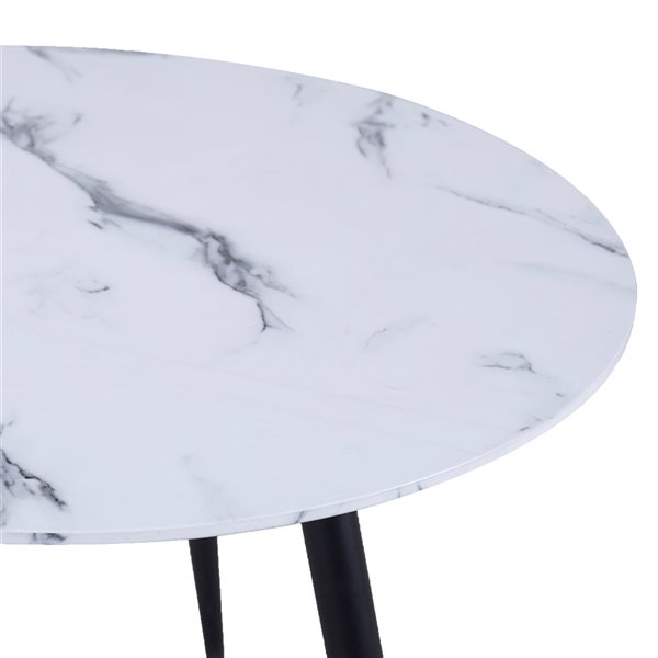 !nspire Contemporary White MDF Round End Table with Black and Gold Legs