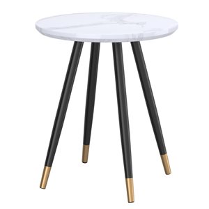 !nspire Contemporary White MDF Round End Table with Black and Gold Legs