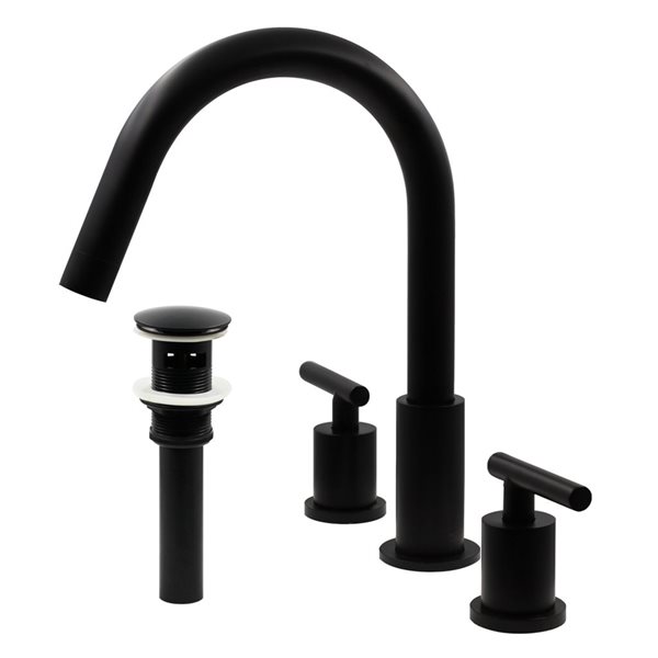 Novatto Waltz Matte Black 2-Handle Widespread Bathroom Sink Faucet (Drain Included)