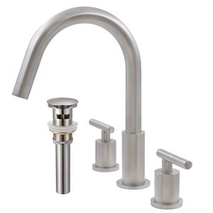 Novatto Waltz Nickel 2-Handle Widespread Bathroom Sink Faucet (Drain Included)