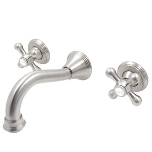 Novatto Ria Brushed Nickel 2-Handle Wall Mount Bathroom Sink Faucet