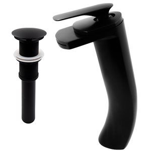 Novatto Cascade Matte Black 1-Handle Vessel Bathroom Sink Faucet (Drain Included)