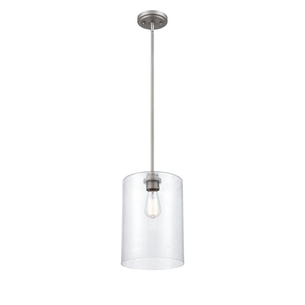 Millennium Lighting Mini-pendant Light Traditional Seeded Glass Bell Pendant Light - Satin Nickel