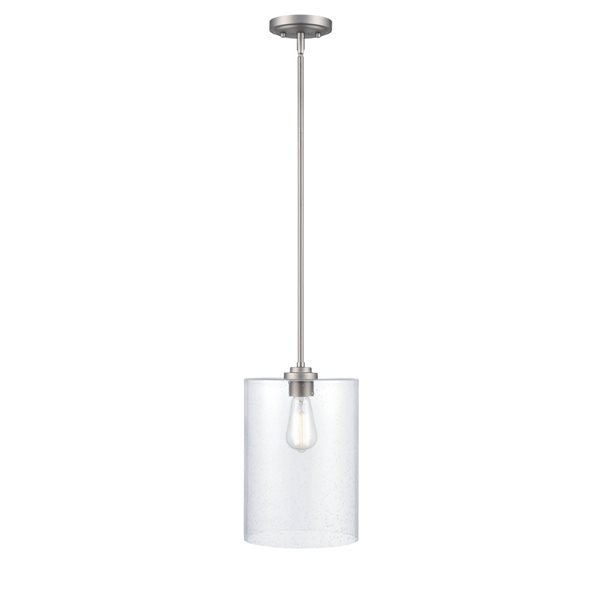 Millennium Lighting Mini-pendant Light Traditional Seeded Glass Bell Pendant Light - Satin Nickel