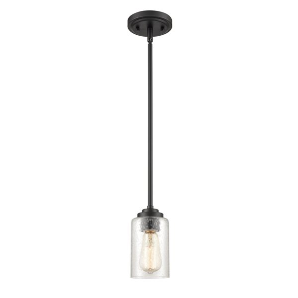 Millennium Lighting Mini-pendant Light Matte Black Traditional Seeded Glass Bell Pendant Light