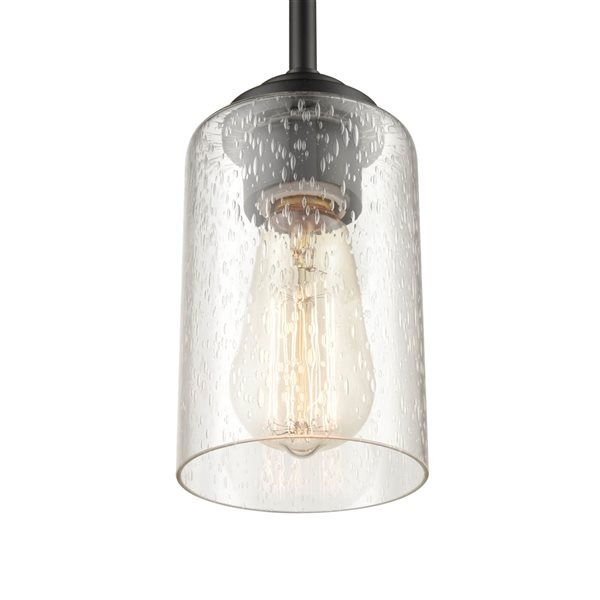 Millennium Lighting Mini-pendant Light Matte Black Traditional Seeded Glass Bell Pendant Light