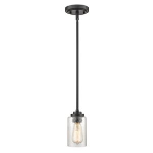 Millennium Lighting Mini-pendant Light Matte Black Traditional Seeded Glass Bell Pendant Light