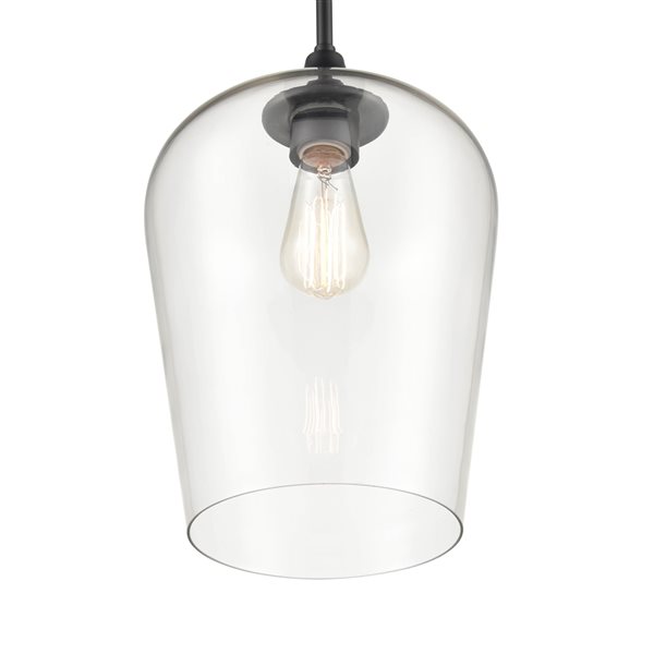 Millennium Lighting Ashford Matte Black Traditional Clear Glass Bell Pendant Light