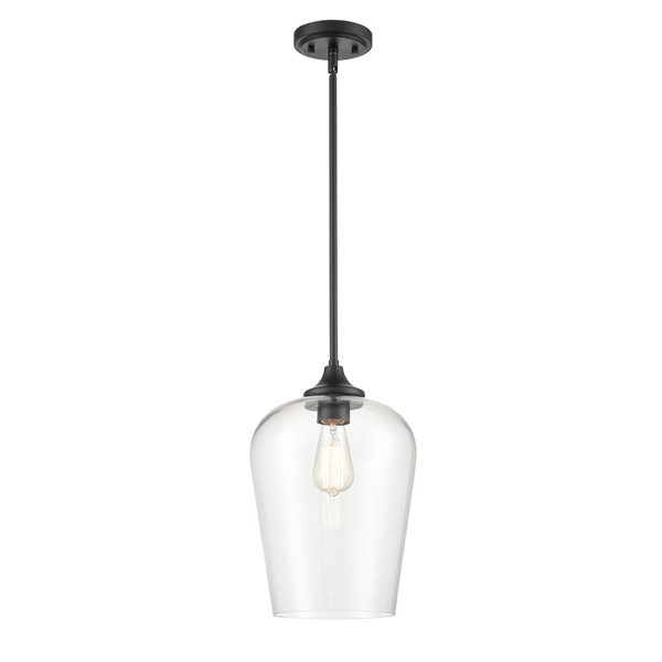 Millennium Lighting Ashford Matte Black Traditional Clear Glass Bell Pendant Light