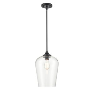 Millennium Lighting Ashford Matte Black Traditional Clear Glass Bell Pendant Light