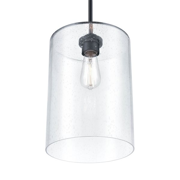 Millennium Lighting Mini-pendant Light Traditional Seeded Glass Bell Pendant Light - Matte Black