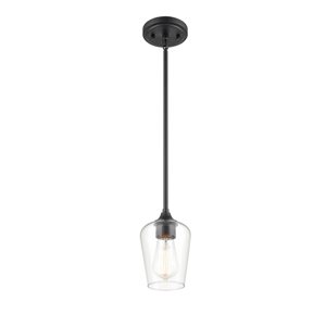 Millennium Lighting Ashford Traditional Clear Glass Bell Pendant Light - Matte Black