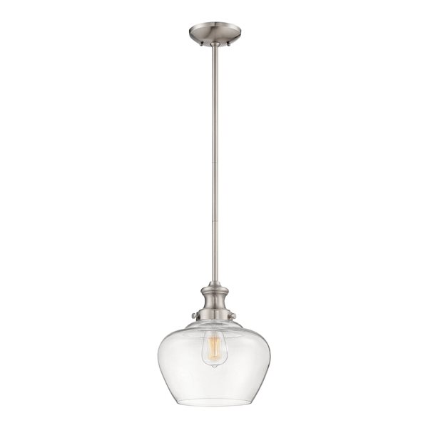 Millennium Lighting Brushed Nickel Clear Glass Dome Traditional Pendant Light