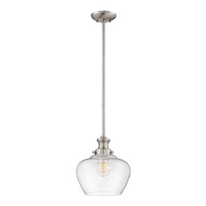 Millennium Lighting Brushed Nickel Clear Glass Dome Traditional Pendant Light