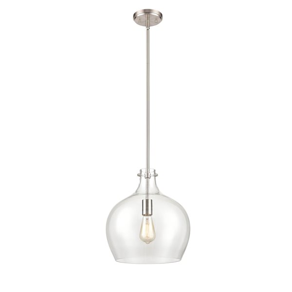 Millennium Lighting Brushed Nickel Traditional Clear Glass Dome Pendant Light
