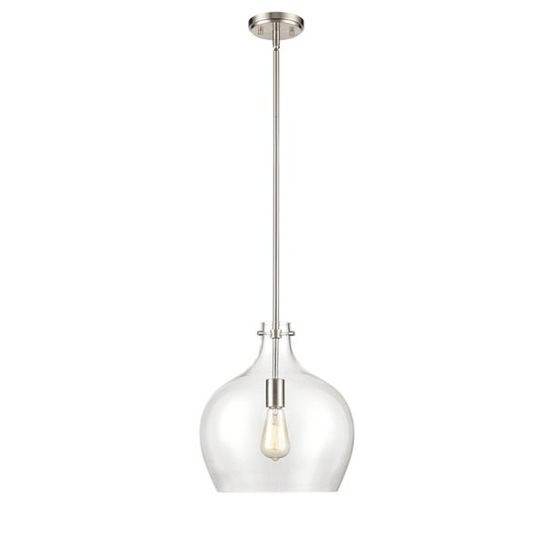 Millennium Lighting Brushed Nickel Traditional Clear Glass Dome Pendant Light
