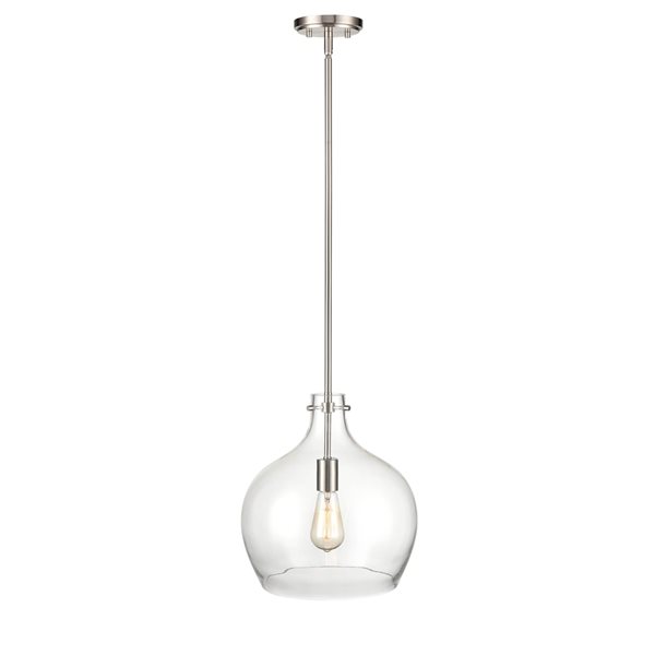 Millennium Lighting Brushed Nickel Traditional Clear Glass Dome Pendant Light