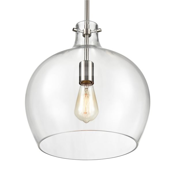 Millennium Lighting Brushed Nickel Traditional Clear Glass Dome Pendant Light