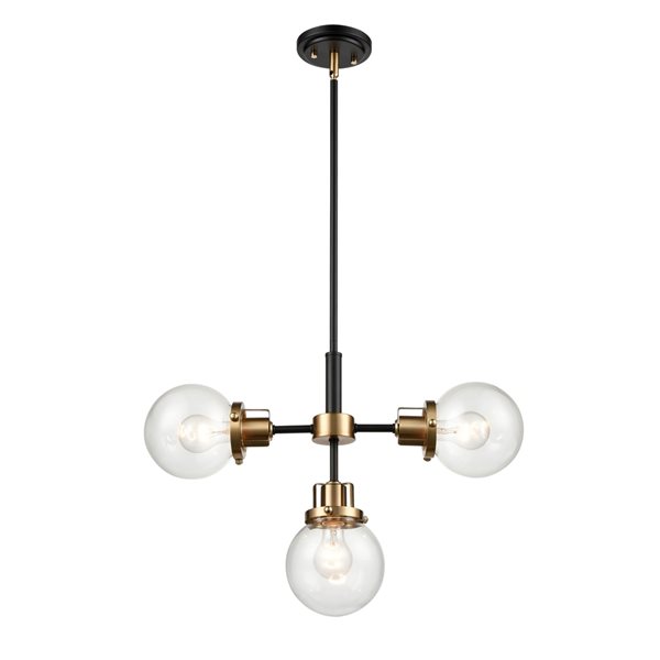 Millennium Lighting Matte Black/Modern Gold Traditional Clear Glass Dome  Pendant Light 9203-MB/MG